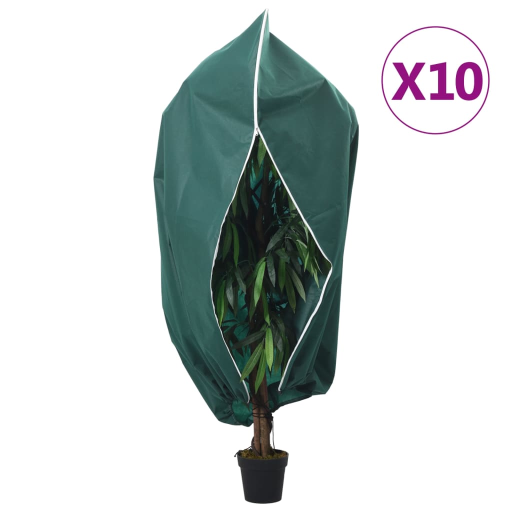vidaXL plantebeskyttelse med lynlås 10 stk. 70 g/m² 3,93x3,5 m