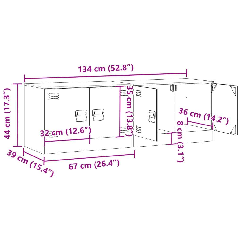 vidaXL tv-borde 2 stk. 67x39x44 cm stål hvid