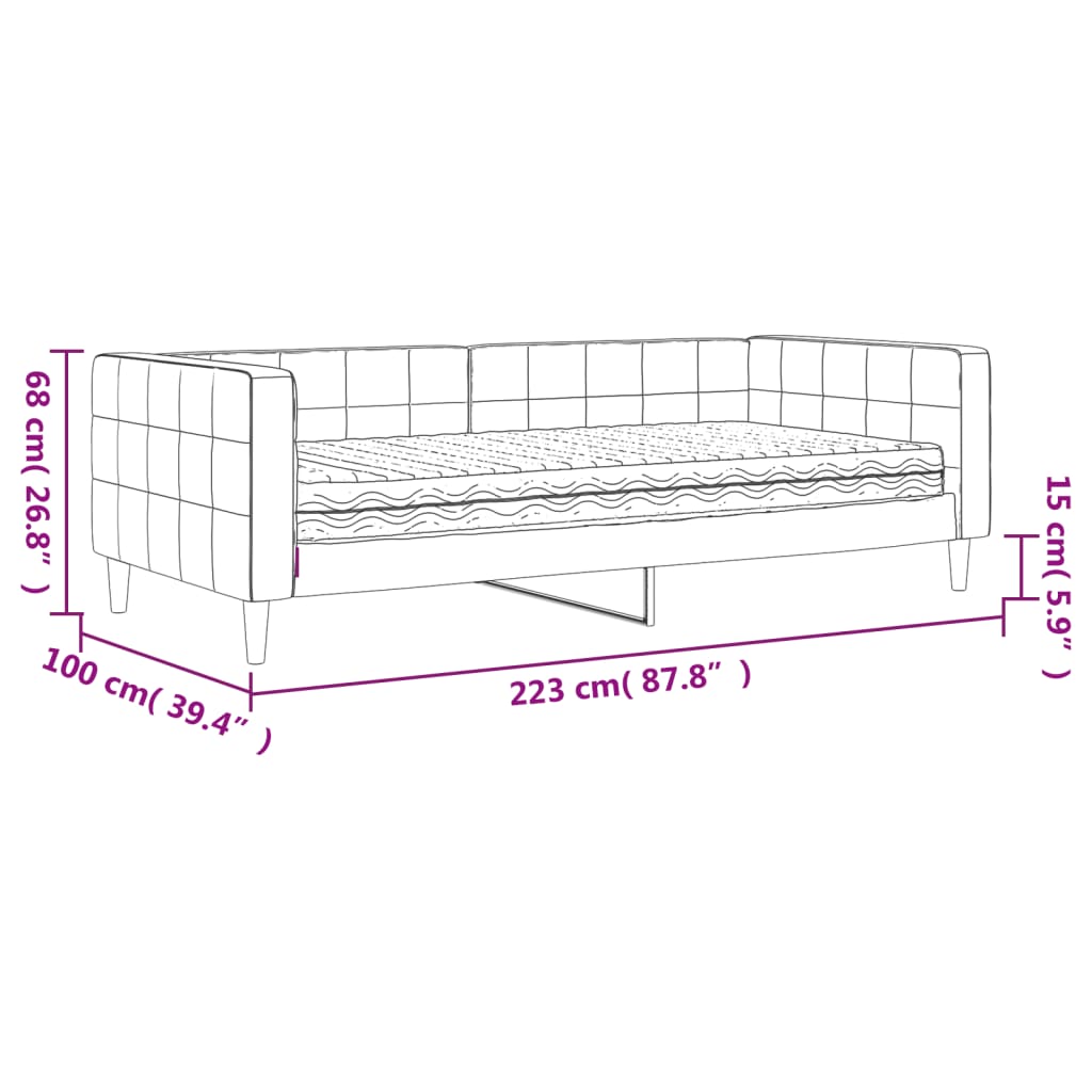 vidaXL daybed med madras 90x200 cm velour gul