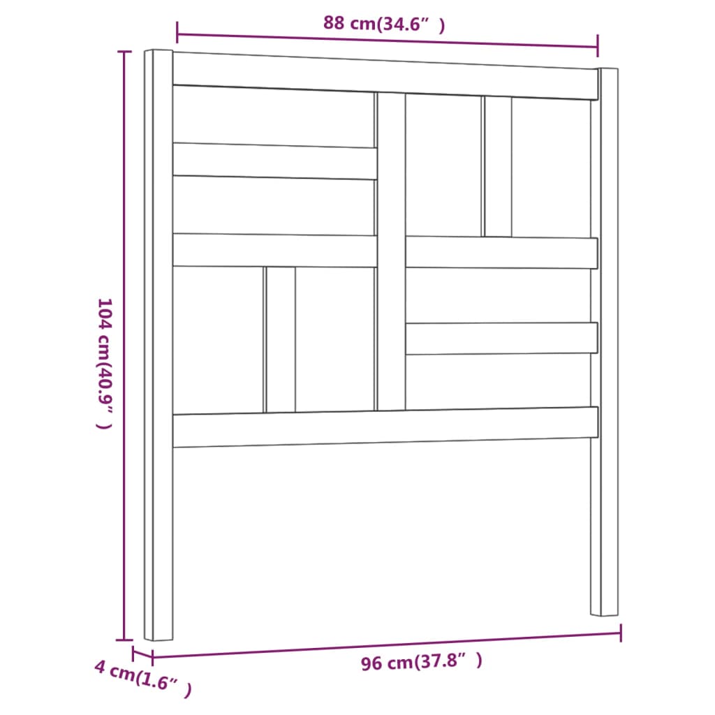 vidaXL sengegærde 96x4x104 cm massivt fyrretræ hvid