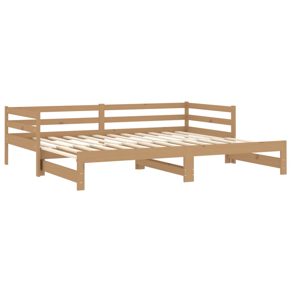 vidaXL daybed med udtræk 2x(90x200) cm massivt fyrretræ gyldenbrun