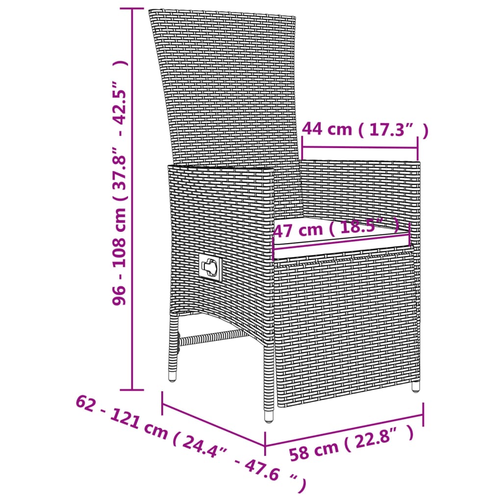 vidaXL spisebordssæt til haven 9 dele med hynder polyrattan beige