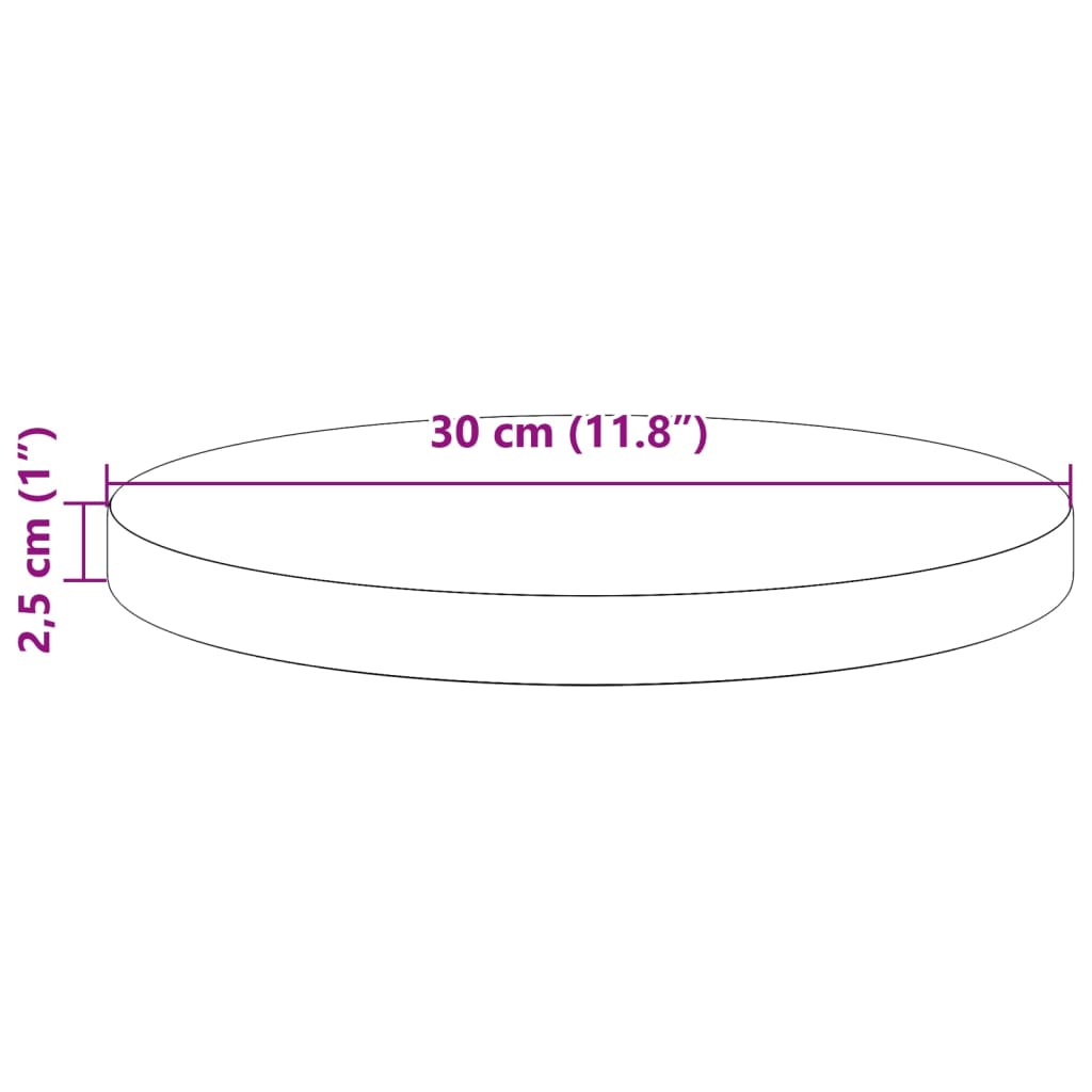 vidaXL bordplade Ø30x2,5 cm rund massivt fyrretræ gyldenbrun