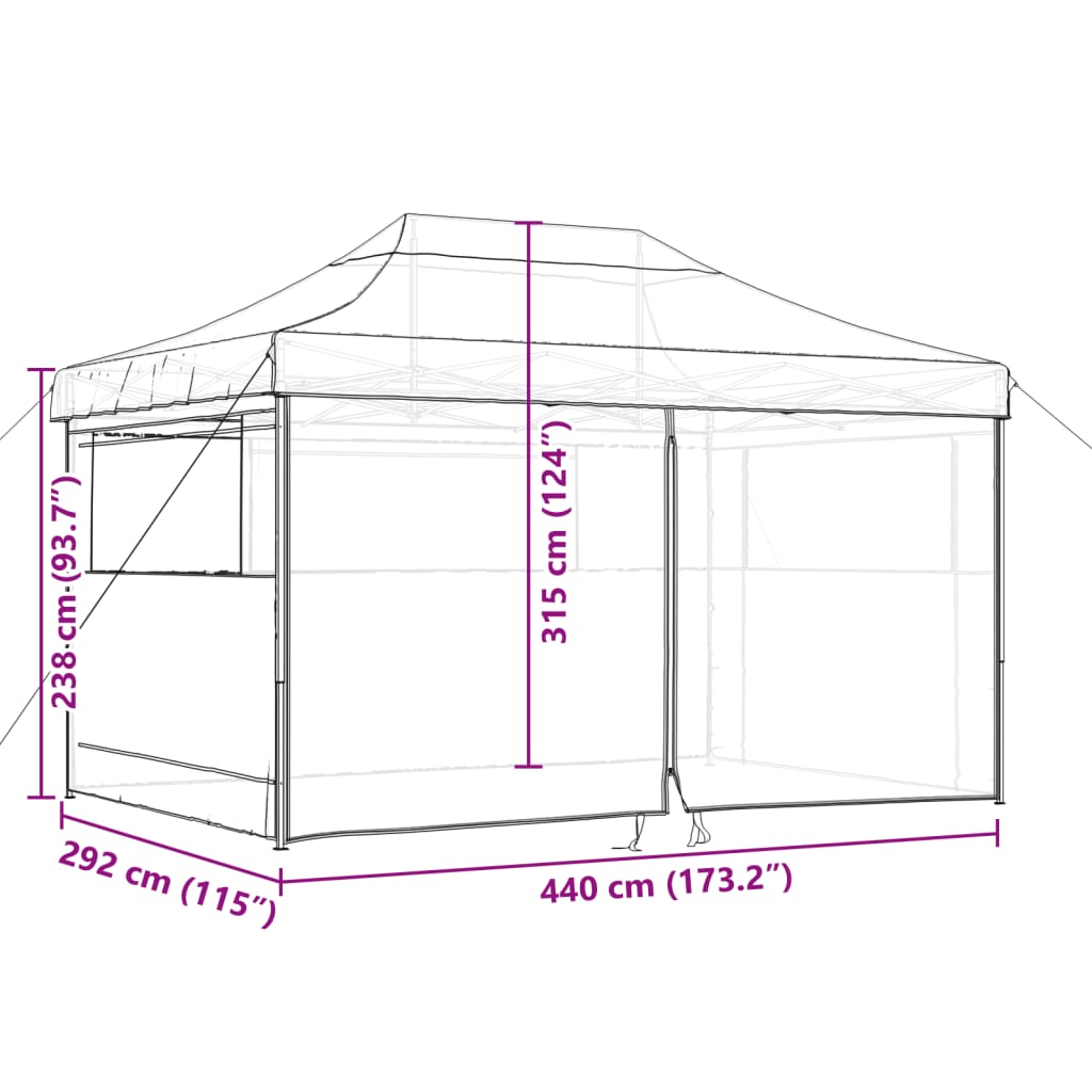 vidaXL foldbart pop up-festtelt med 4 sidevægge bordeaux