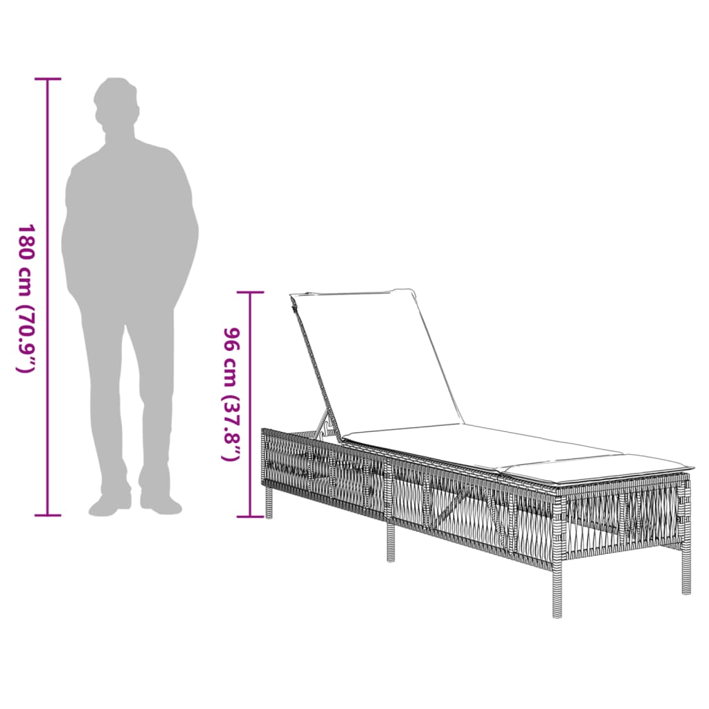 vidaXL liggestole 2 stk. med hynder polyrattan lysegrå