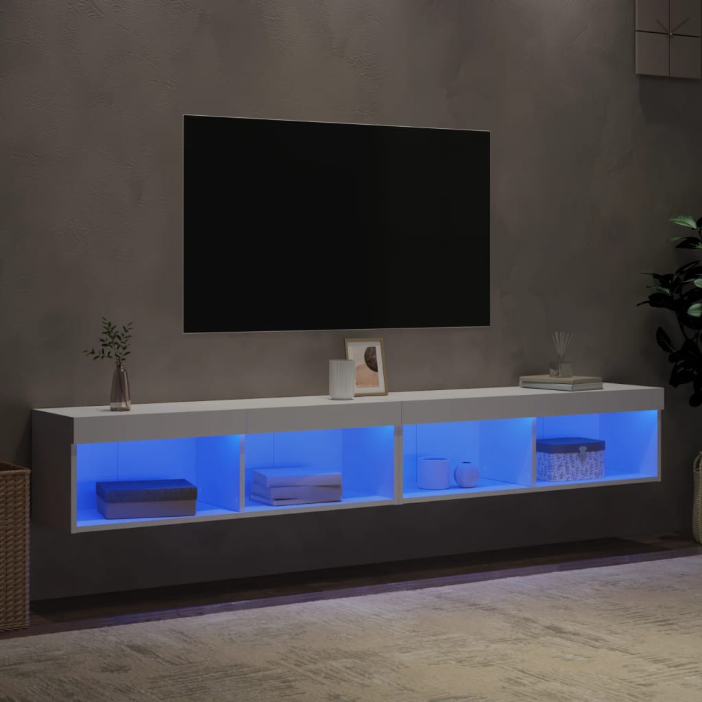 vidaXL tv-borde 2 stk. med LED-lys 100x30x30 cm hvid