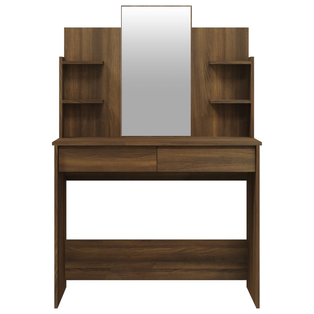 vidaXL makeupbord med spejl 96x40x142 cm brun egetræsfarve