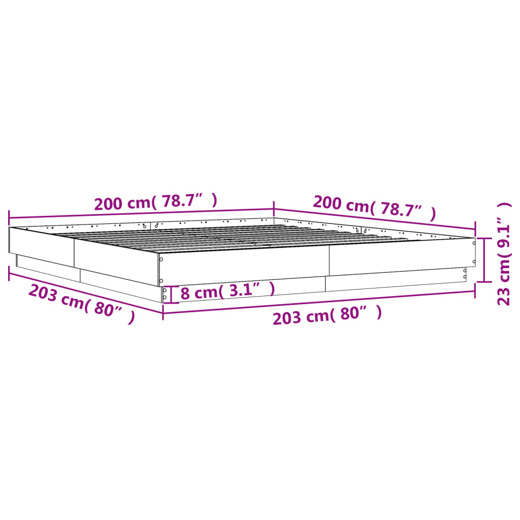 vidaXL sengestel 200x200 cm konstrueret træ sonoma-eg