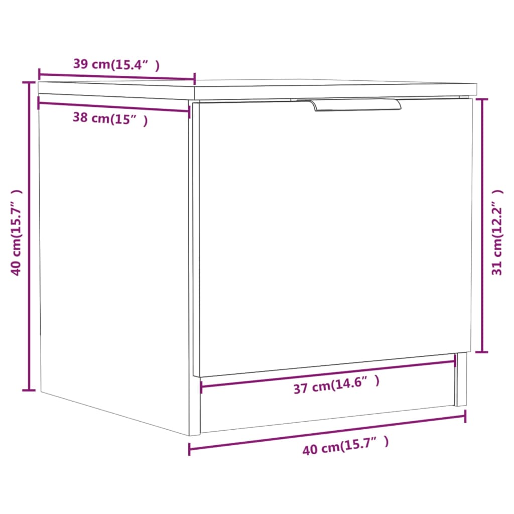 vidaXL sengebord 40x39x40 cm sonoma-eg