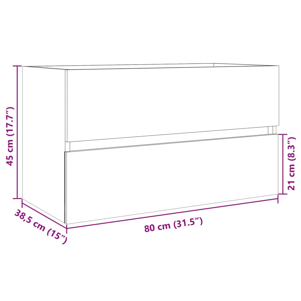 vidaXL vaskeskab 80x38,5x45 cm konstrueret træ sonoma-eg