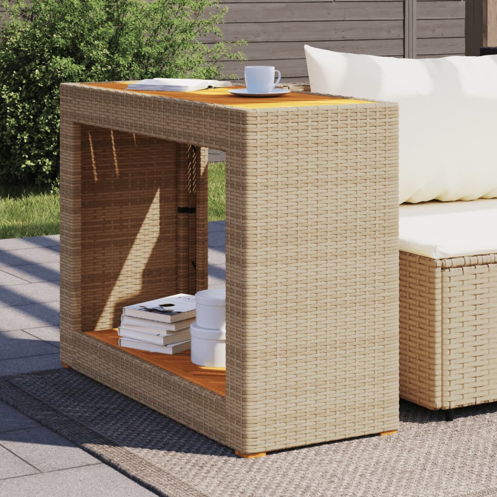 vidaXL havebord med trætop 100x40x75 cm polyrattan sort