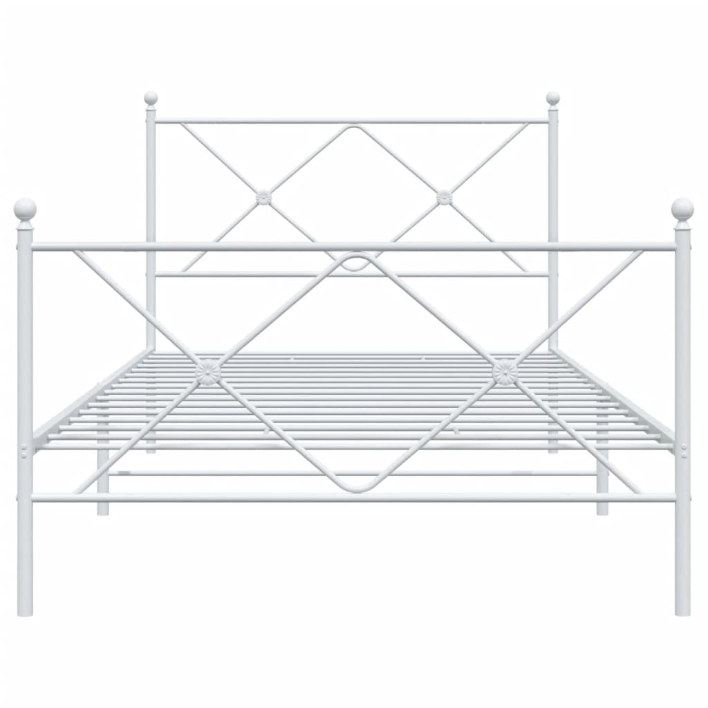 vidaXL sengeramme med sengegavl og fodgærde 100x200 cm metal hvid