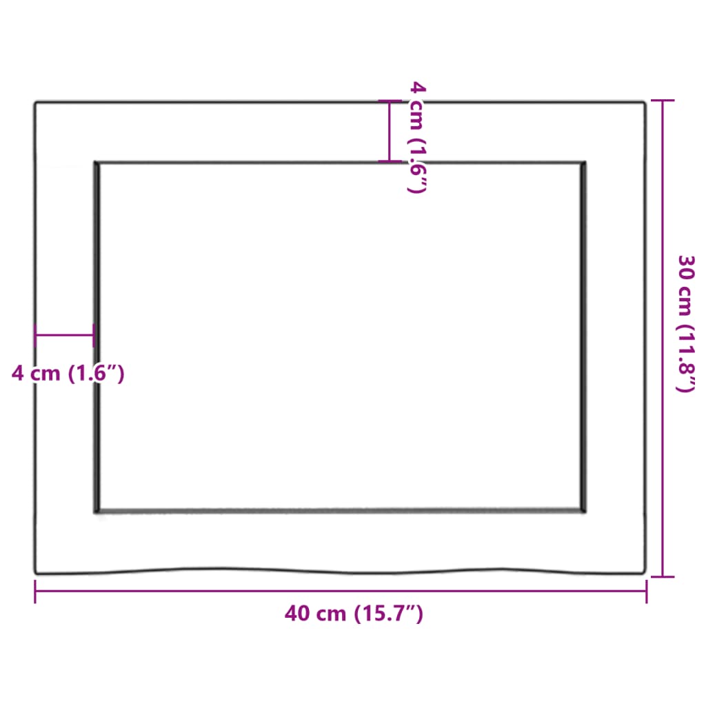 vidaXL bordplade til badeværelse 40x30x(2-6) cm massivt træ mørkebrun