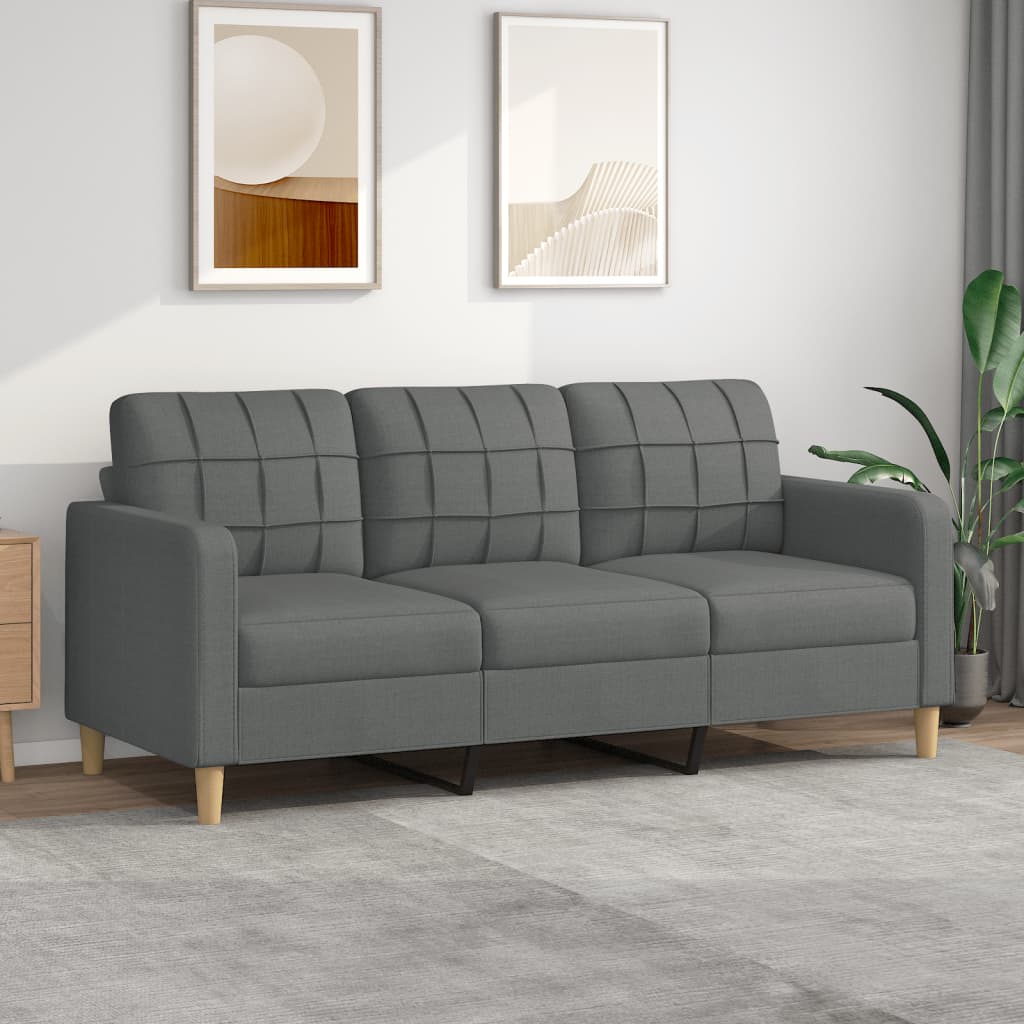 vidaXL 3-personers sofa 180 cm stof mørkegrå