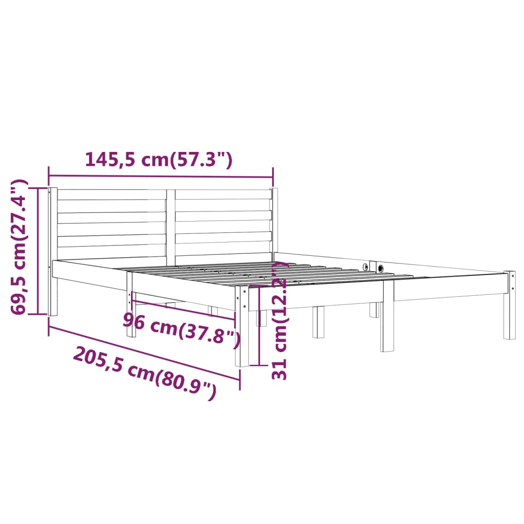 vidaXL sengeramme 140x200 cm massivt fyrretræ gyldenbrun