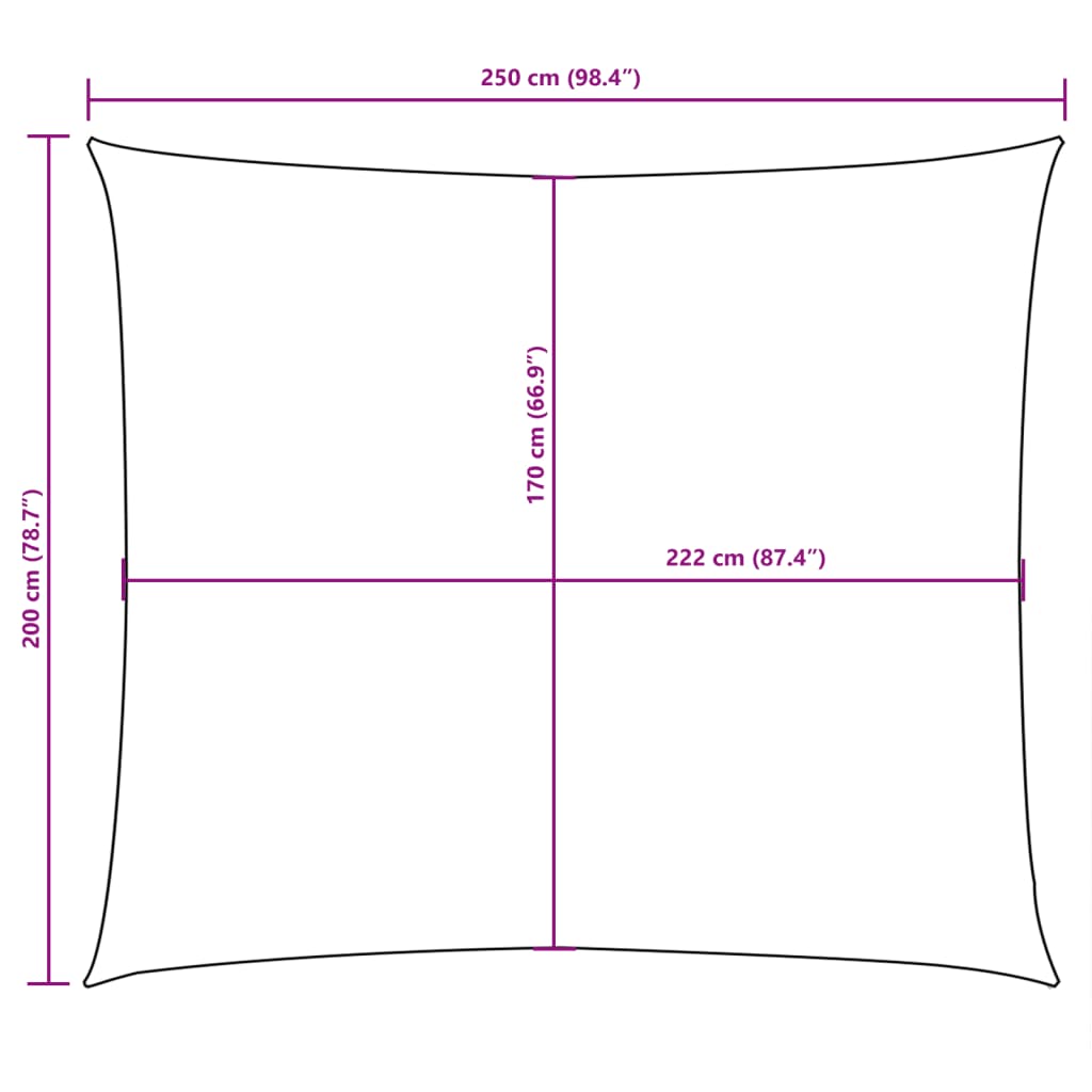vidaXL solsejl 2x2,5 m rektangulær oxfordstof cremefarvet