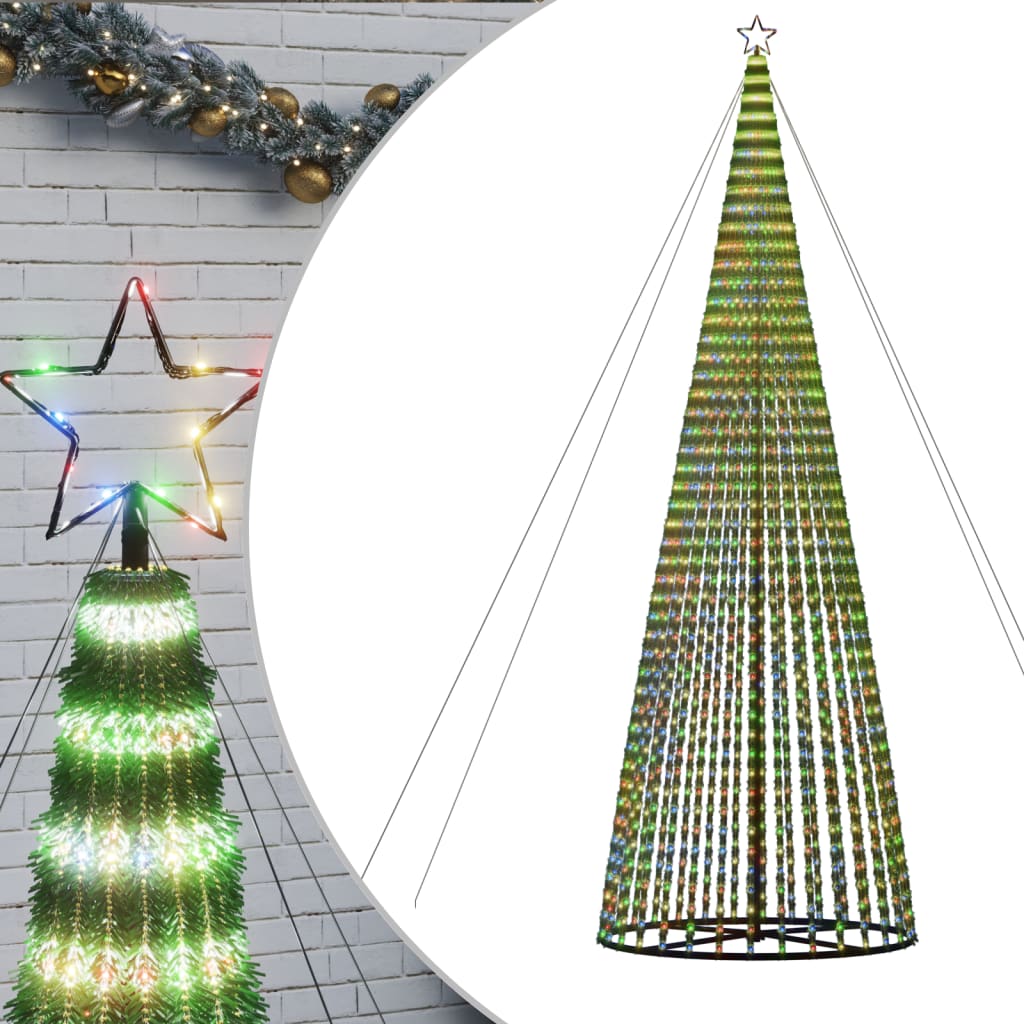 vidaXL kegleformet juletræ 1544 LED'er 500 cm farverigt lys