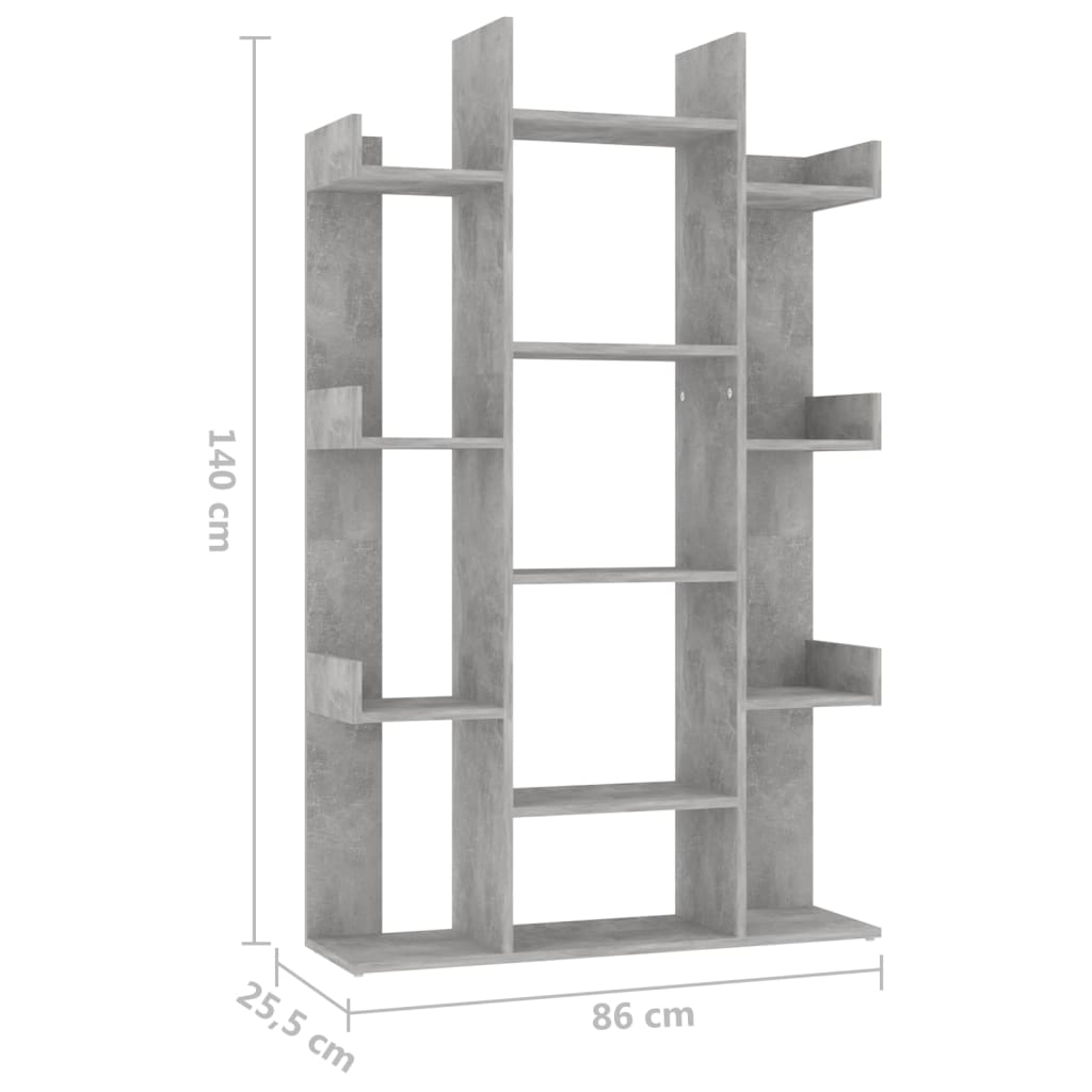 vidaXL bogreol 86x25,5x140 cm konstrueret træ betongrå