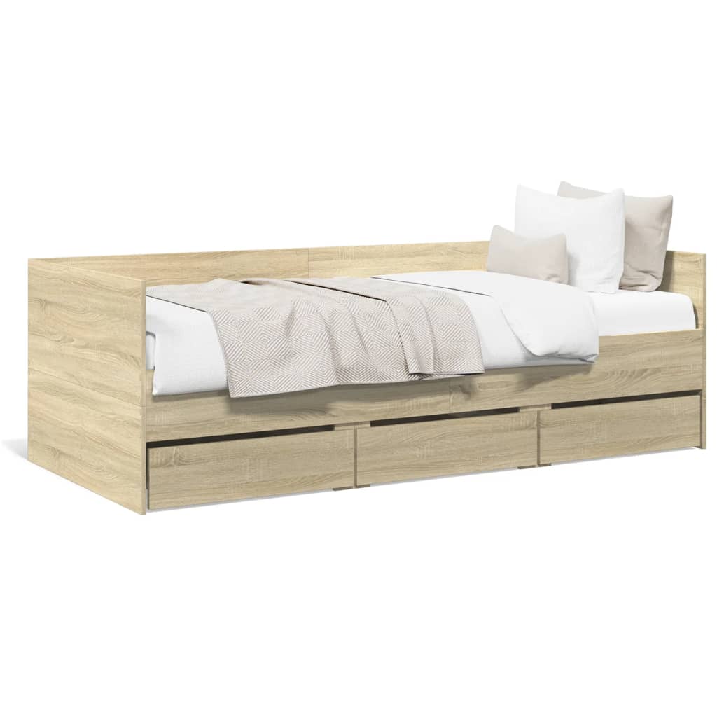 vidaXL daybed med skuffer uden madras 75x190 cm sonoma-eg