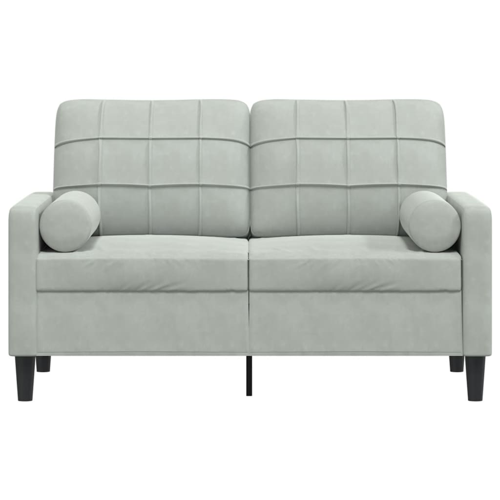 vidaXL 2-personers sofa med pyntepuder 120 cm velour lysegrå