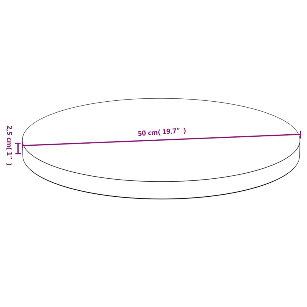 vidaXL bordplade Ø50x2,5 cm bambus