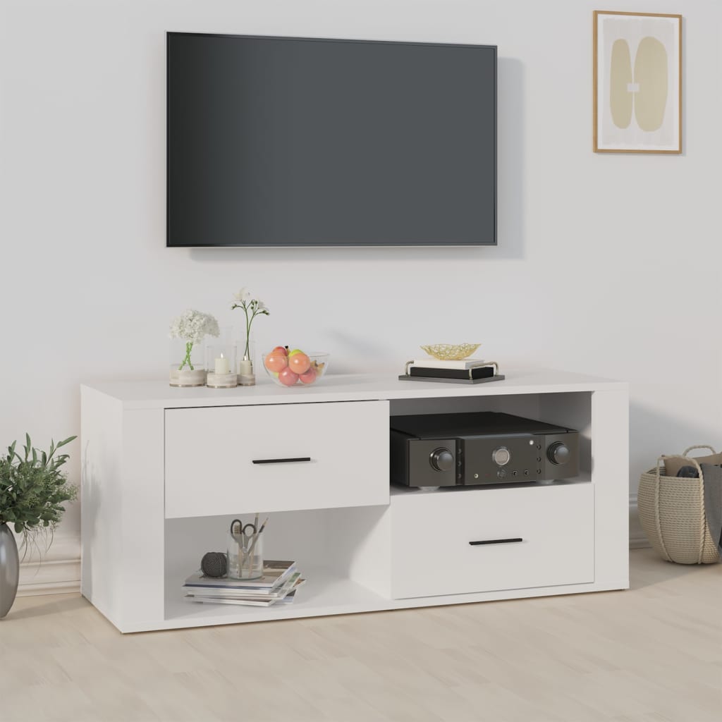 vidaXL tv-bord 100x35x40 cm konstrueret træ hvid