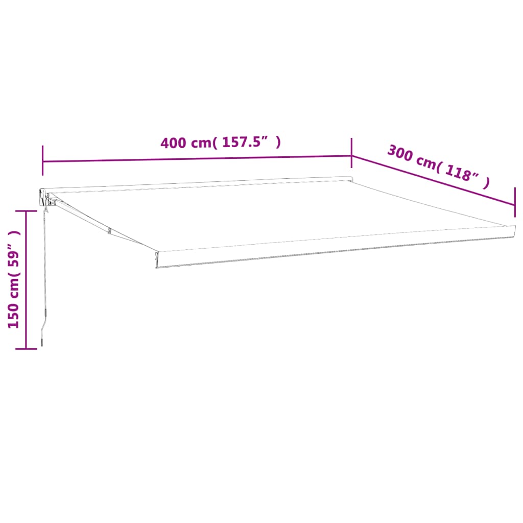 vidaXL foldemarkise manuel betjening 4x3 m stof aluminium gul hvid