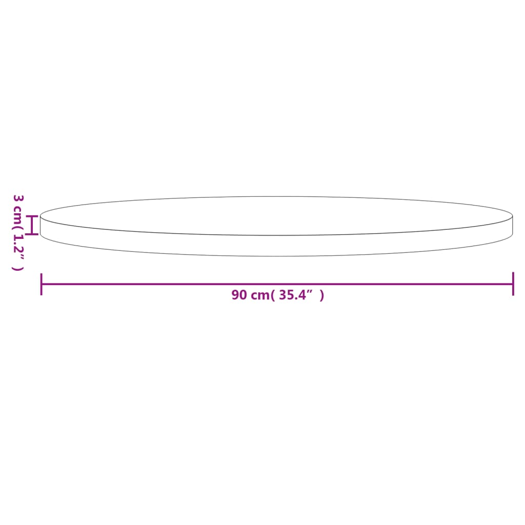 vidaXL bordplade Ø90x3 cm rund massivt fyrretræ hvid