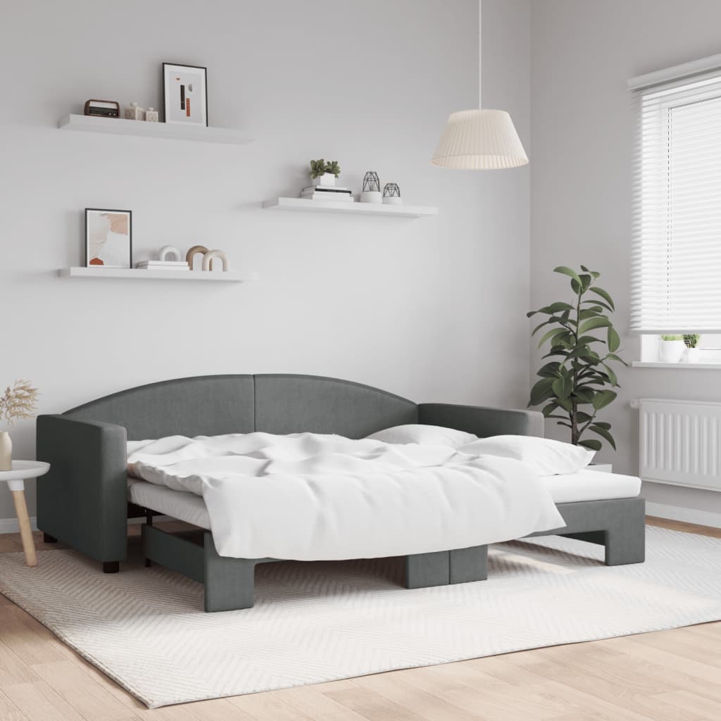 vidaXL daybed med udtræk 90x190 cm stof mørkegrå