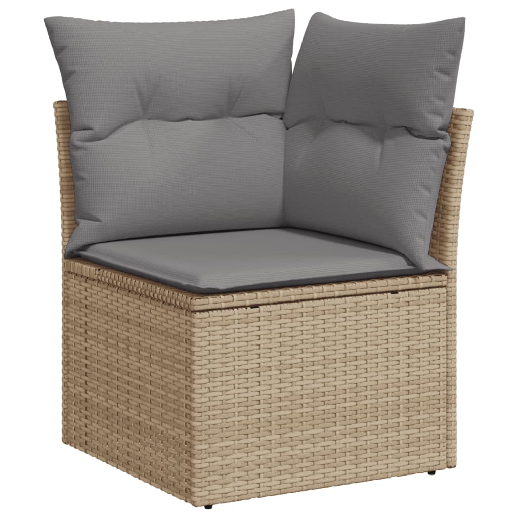 vidaXL havesofasæt 6 dele med hynder polyrattan beige