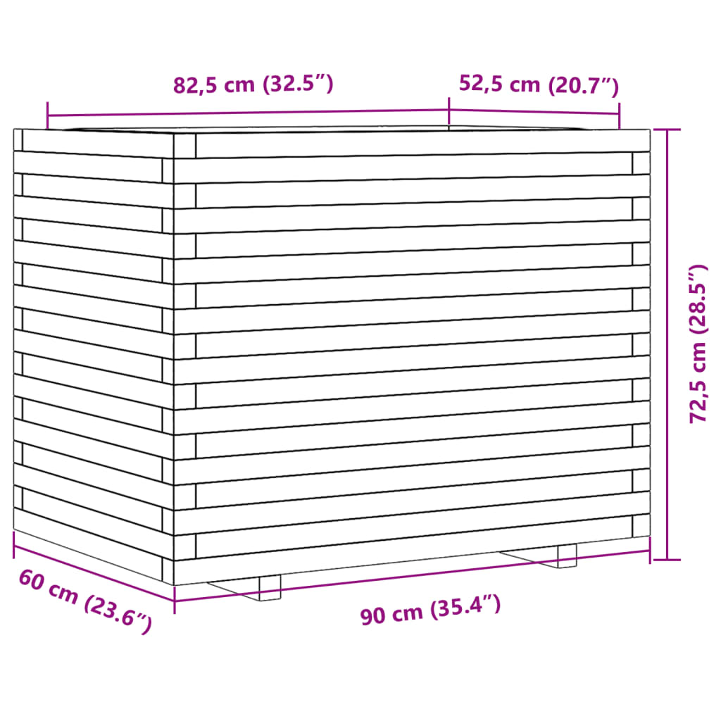 vidaXL plantekasse 90x60x72,5 cm imprægneret fyrretræ