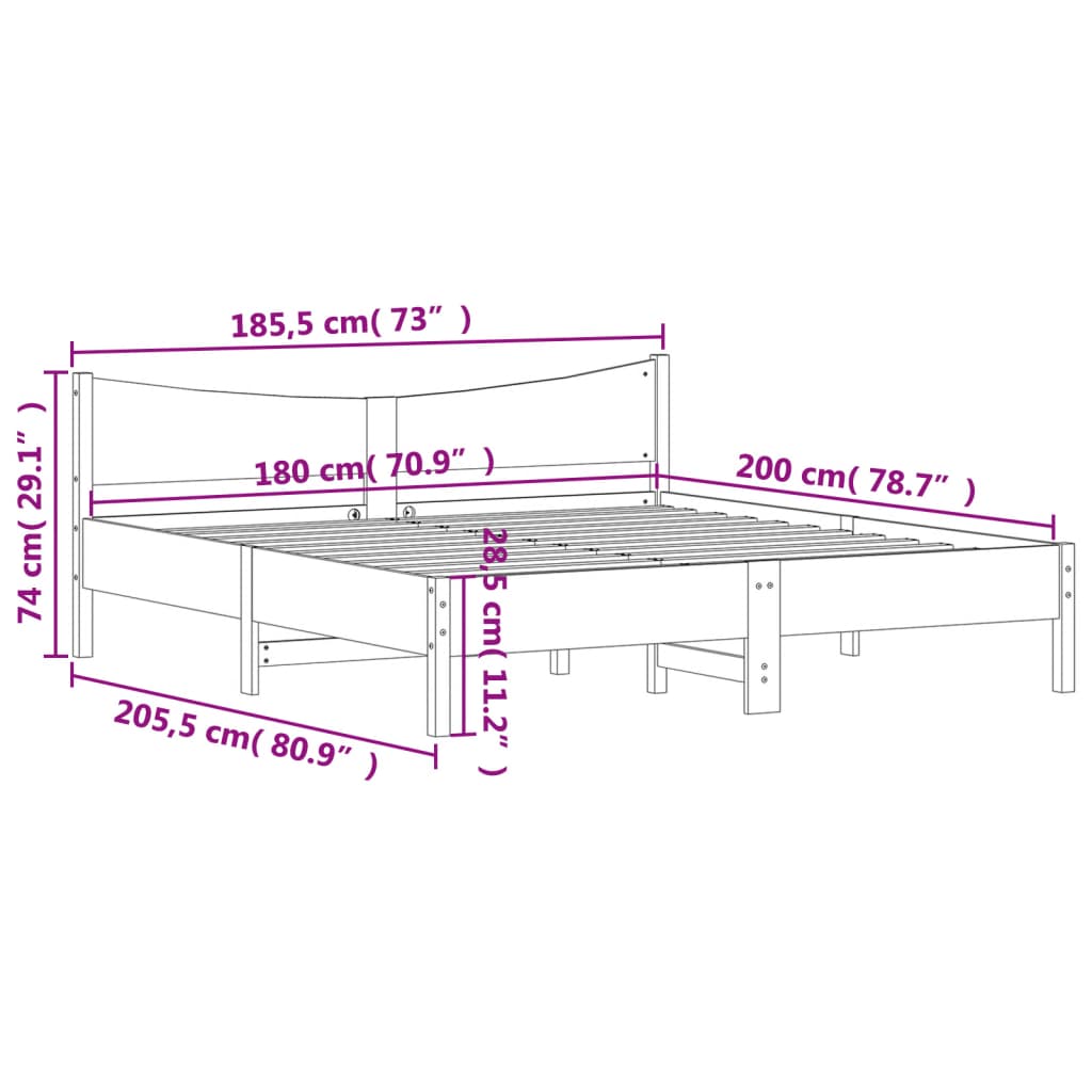 vidaXL sengeramme uden madras 180x200 cm massivt fyrretræ gyldenbrun