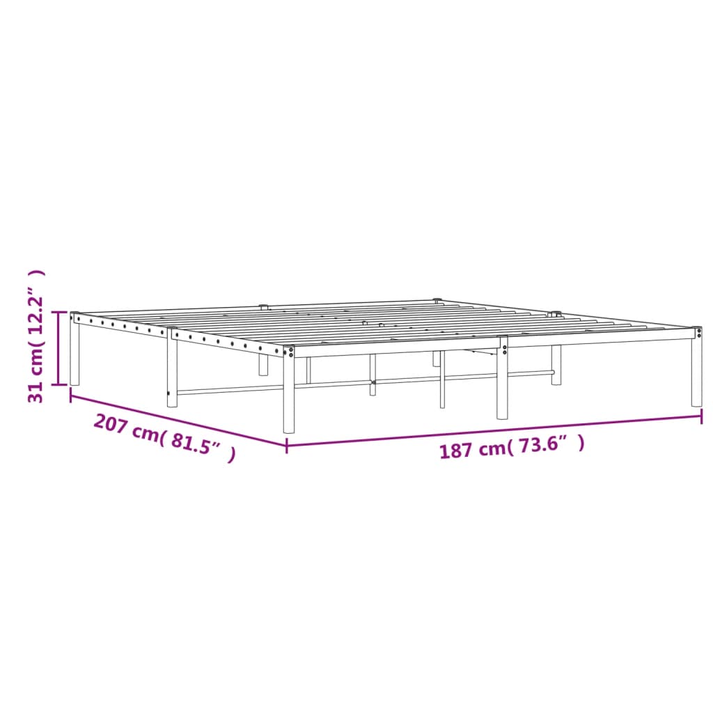 vidaXL sengeramme 180x200 cm metal hvid