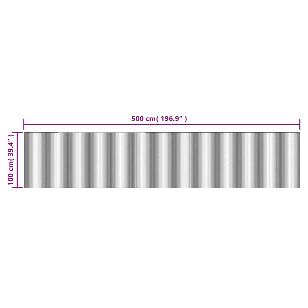 vidaXL gulvtæppe 100x500 cm rektangulær bambus mørkebrun