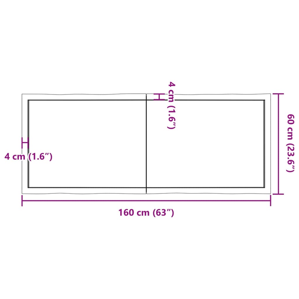 vidaXL bordplade 160x60x(2-6) cm naturlig kant behandlet træ mørkebrun