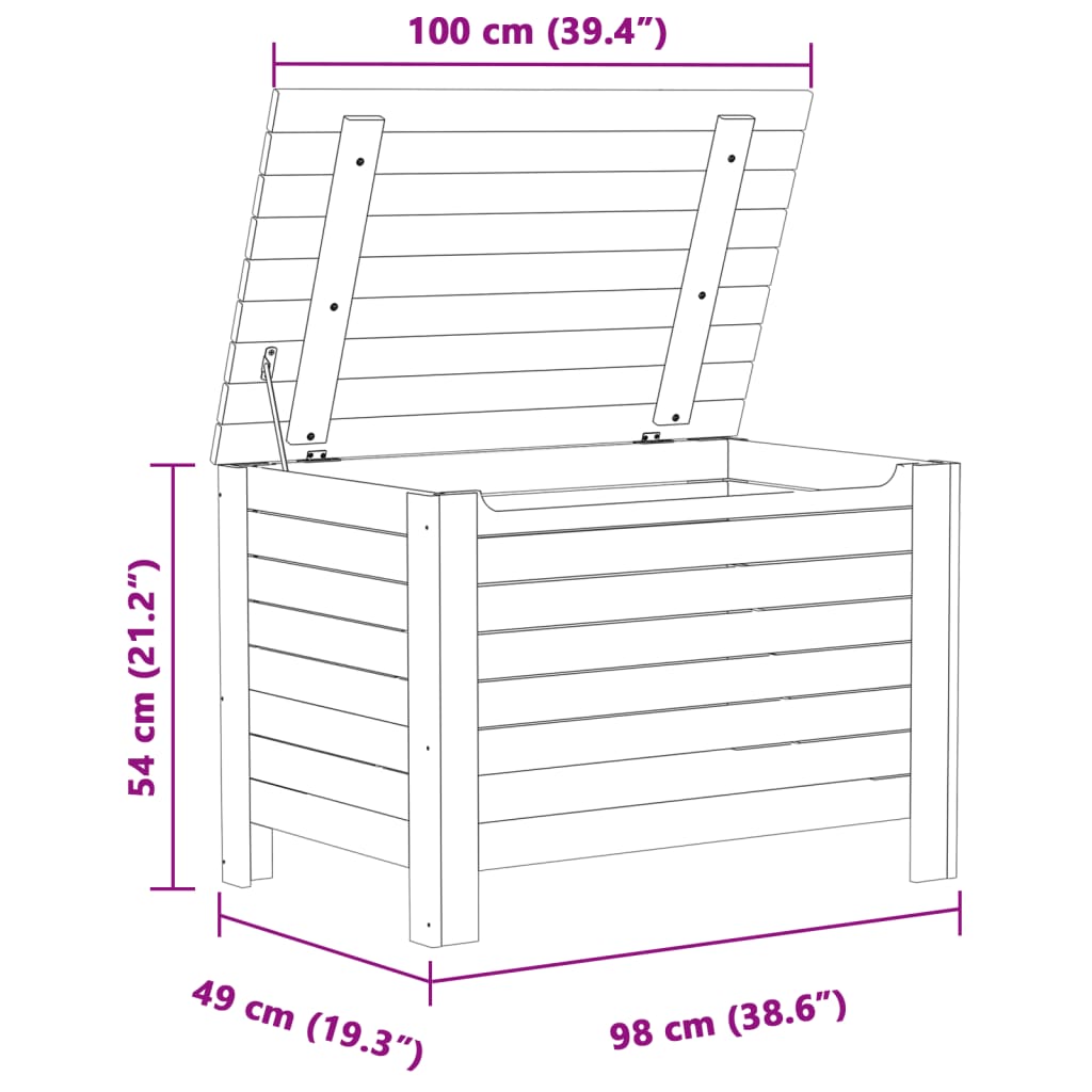 vidaXL opbevaringsboks med låg RANA 100x49x54 cm massivt fyrretræ hvid