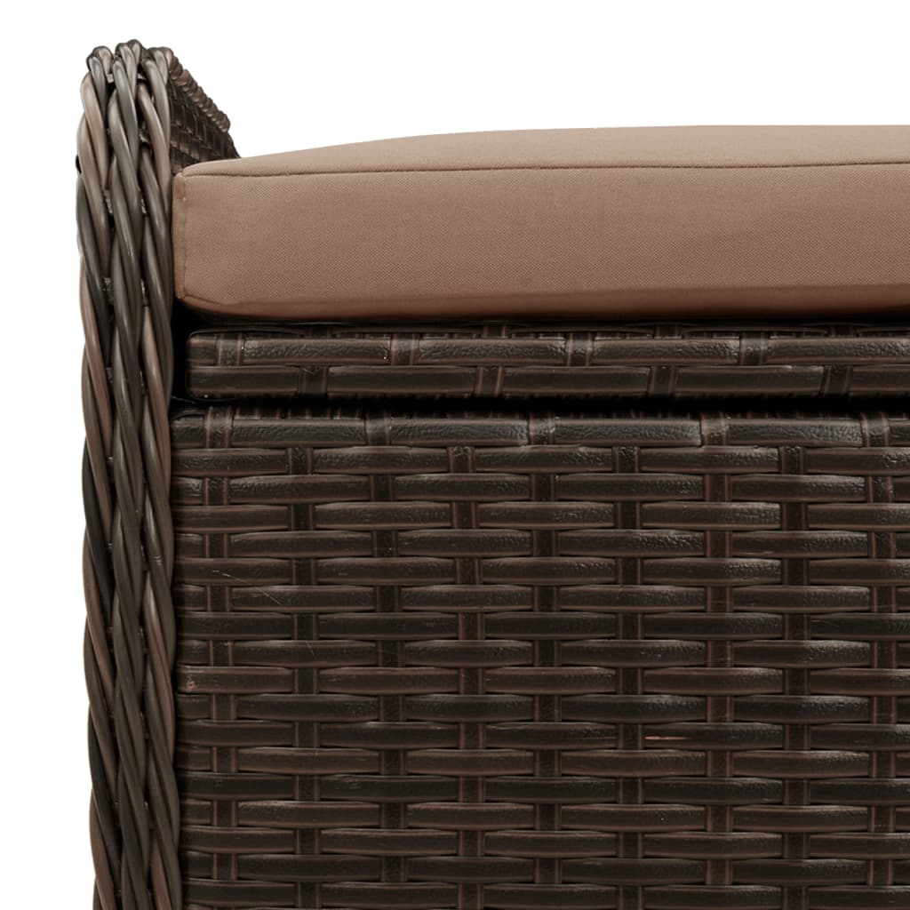 vidaXL opbevaringsbænk med hynde 115x51x52 cm polyrattan brun