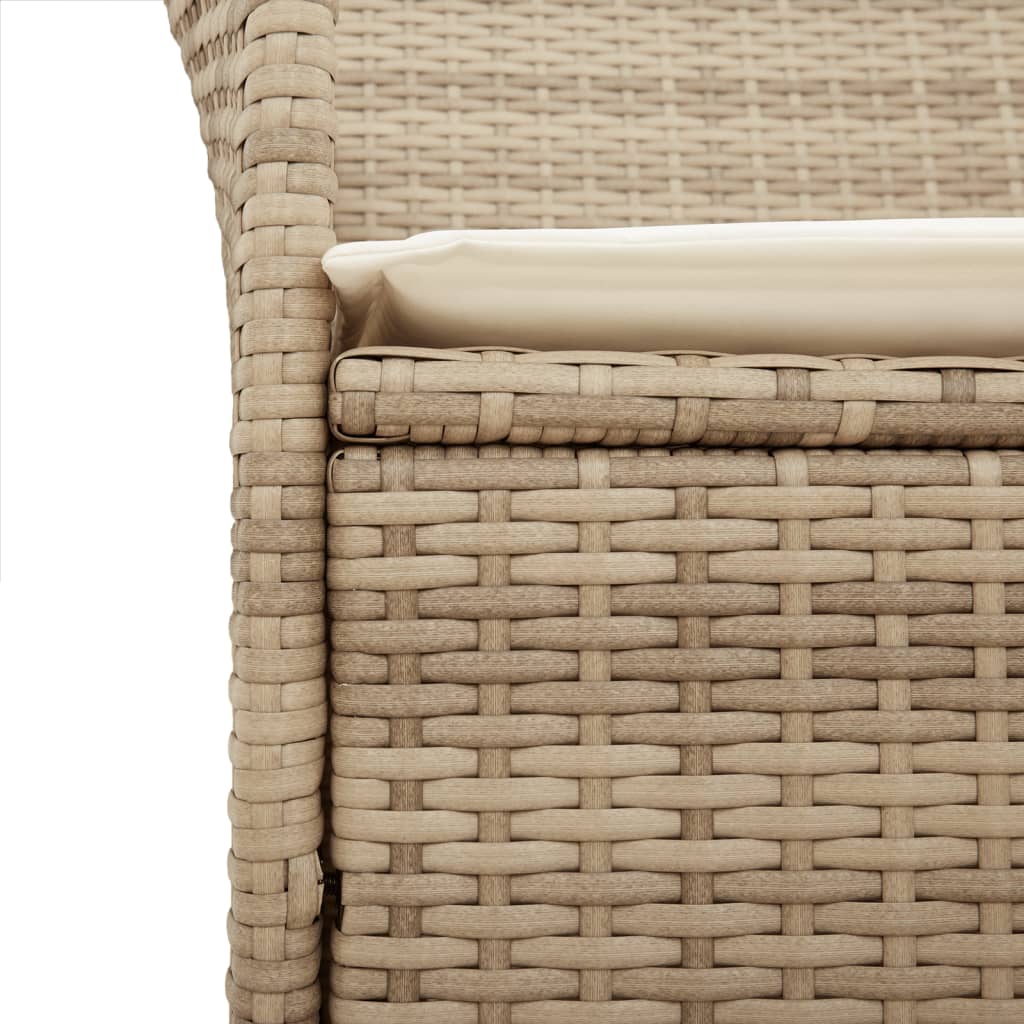 vidaXL havestole 2 stk. med hynder polyrattan og massivt træ beige