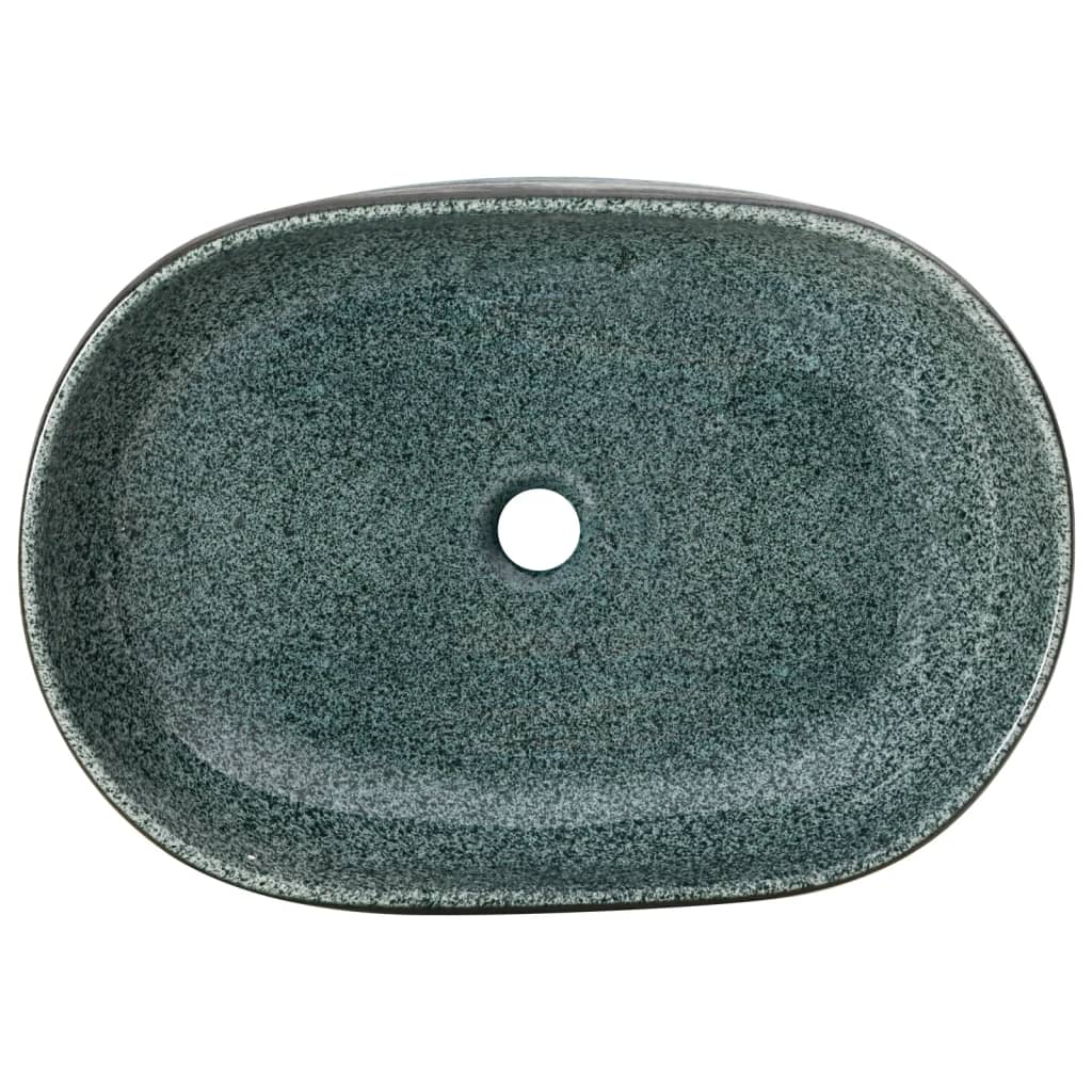 vidaXL håndvask til bordplade 59x40x14 cm oval keramik turkis