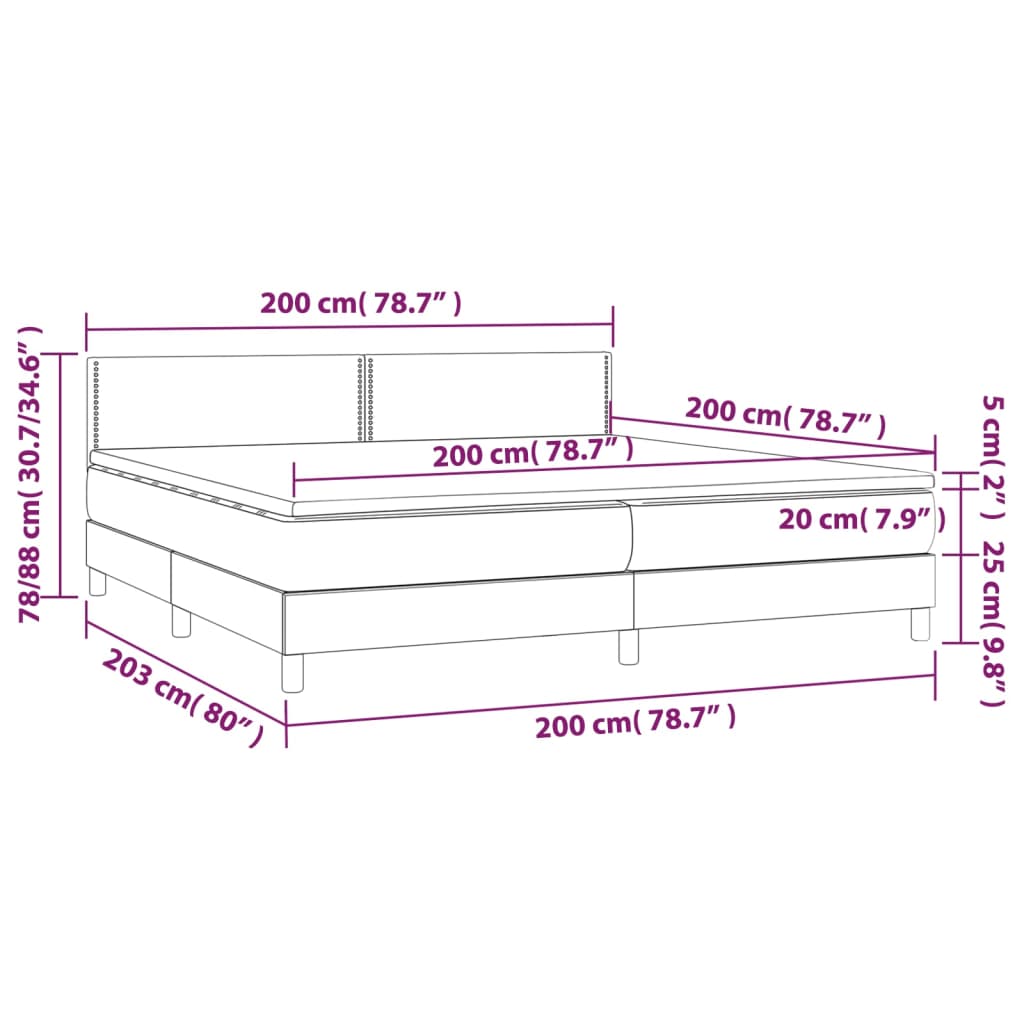 vidaXL kontinentalseng med madras 200x200 cm kunstlæder grå