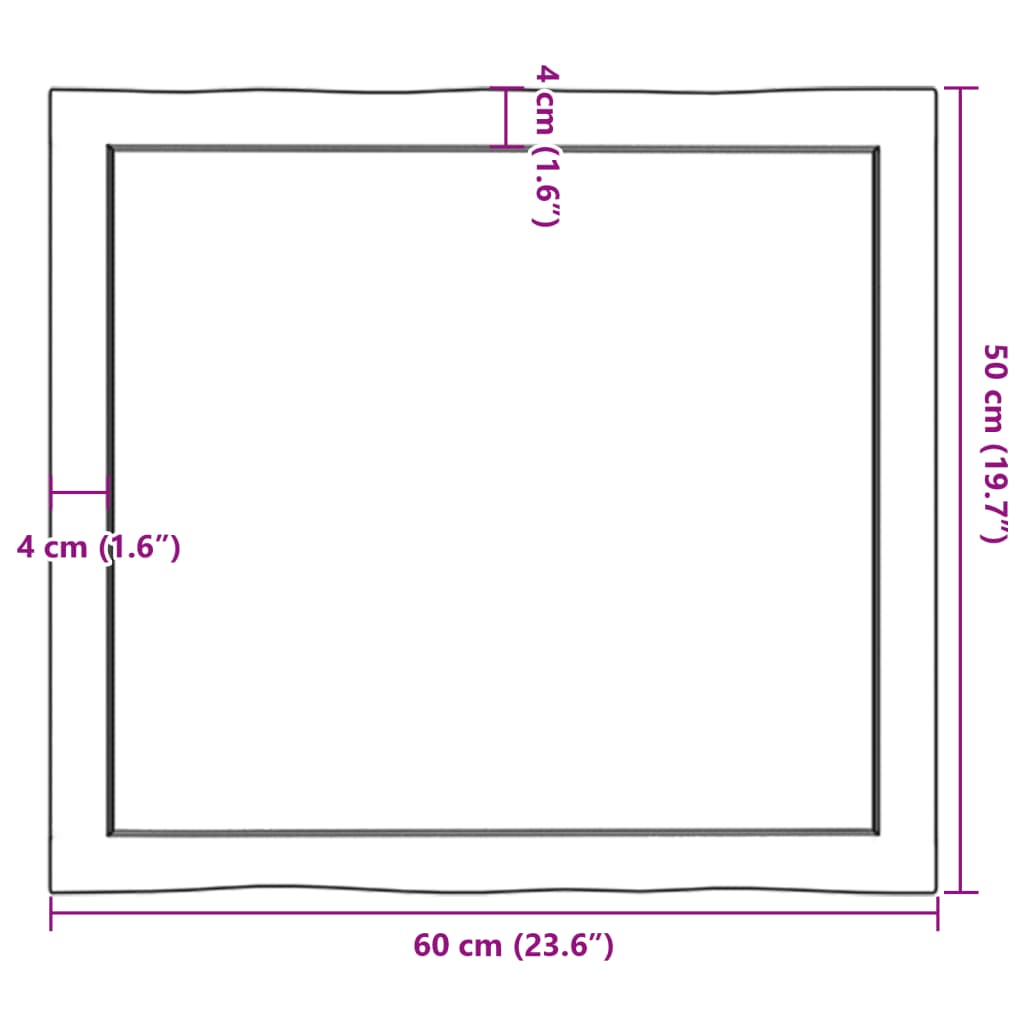 vidaXL bordplade 60x50x(2-4) cm naturlig kant behandlet træ mørkebrun