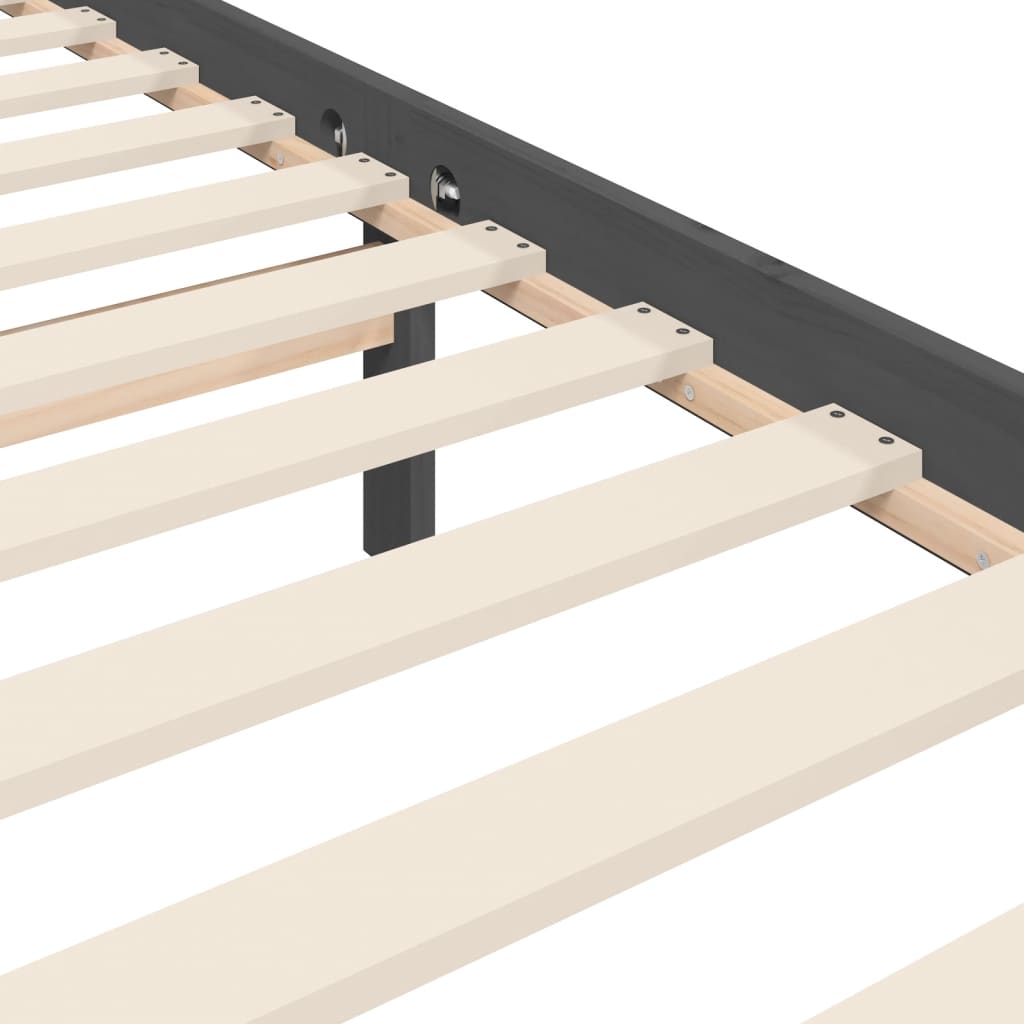vidaXL sengeramme med sengegavl dobbelt massivt træ grå