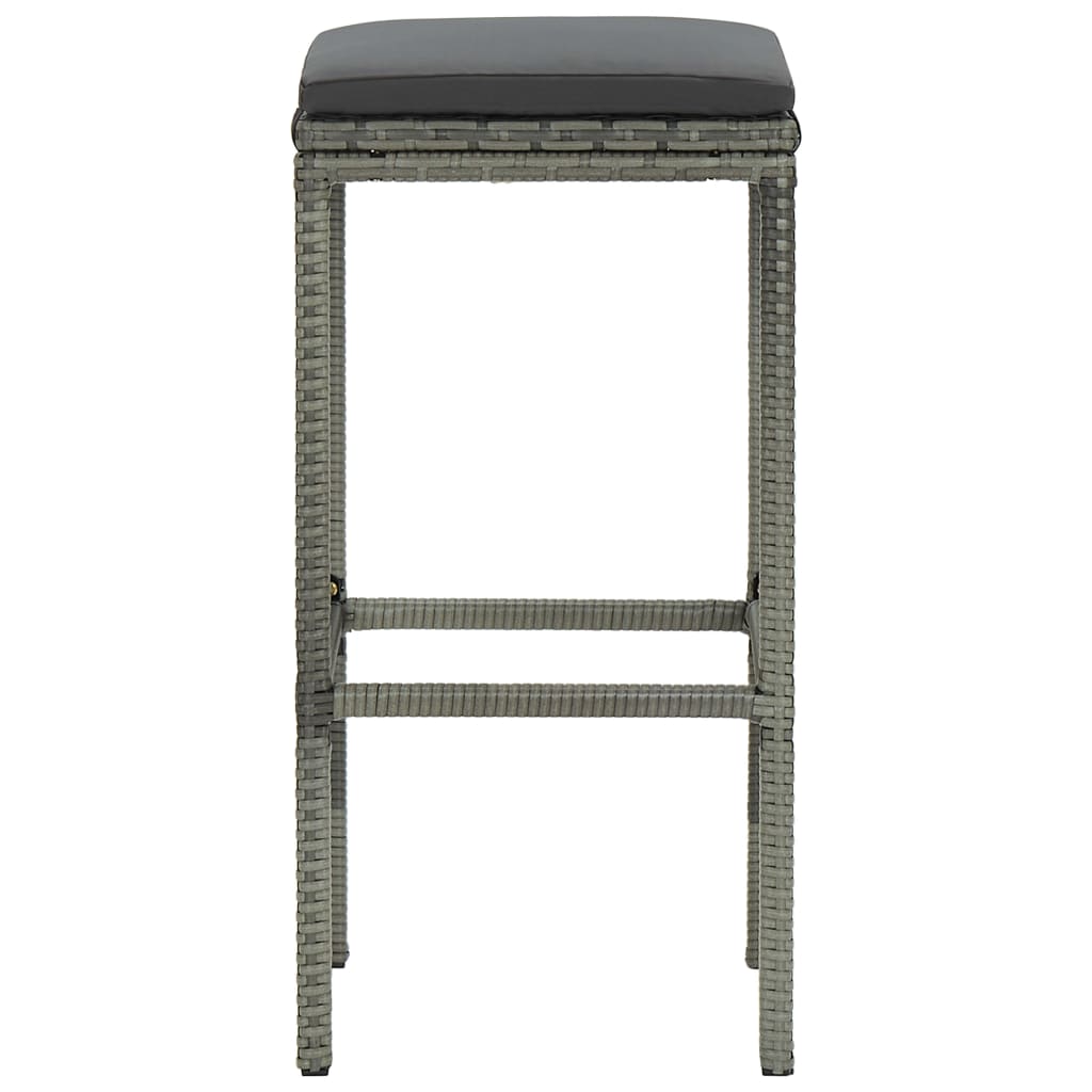 vidaXL barstole med hynder 2 stk. polyrattan grå