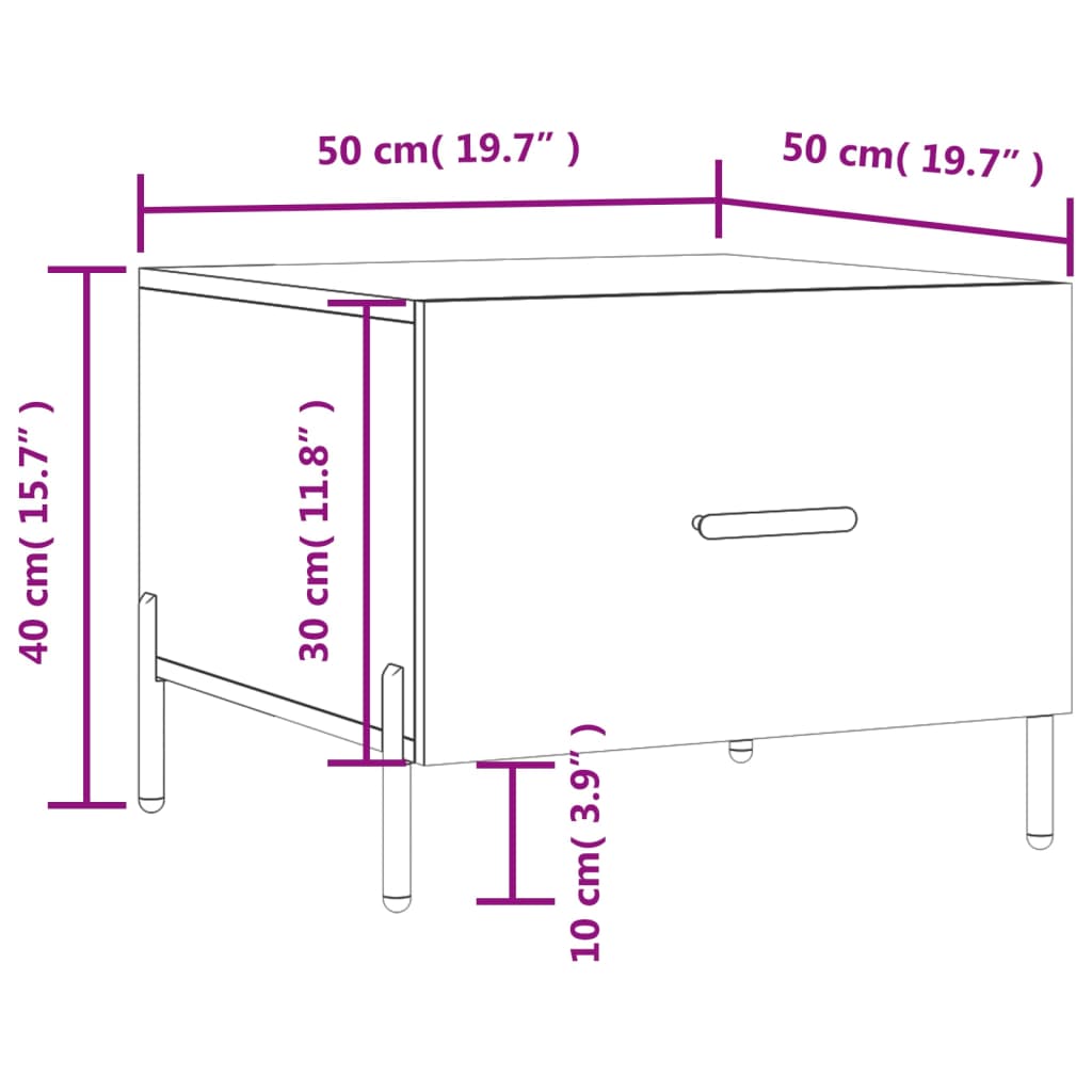 vidaXL sofabord 50x50x40 cm konstrueret træ grå sonoma-eg