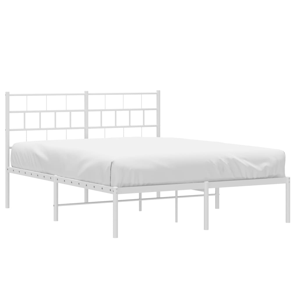 vidaXL sengeramme med sengegavl 140x190 cm metal hvid