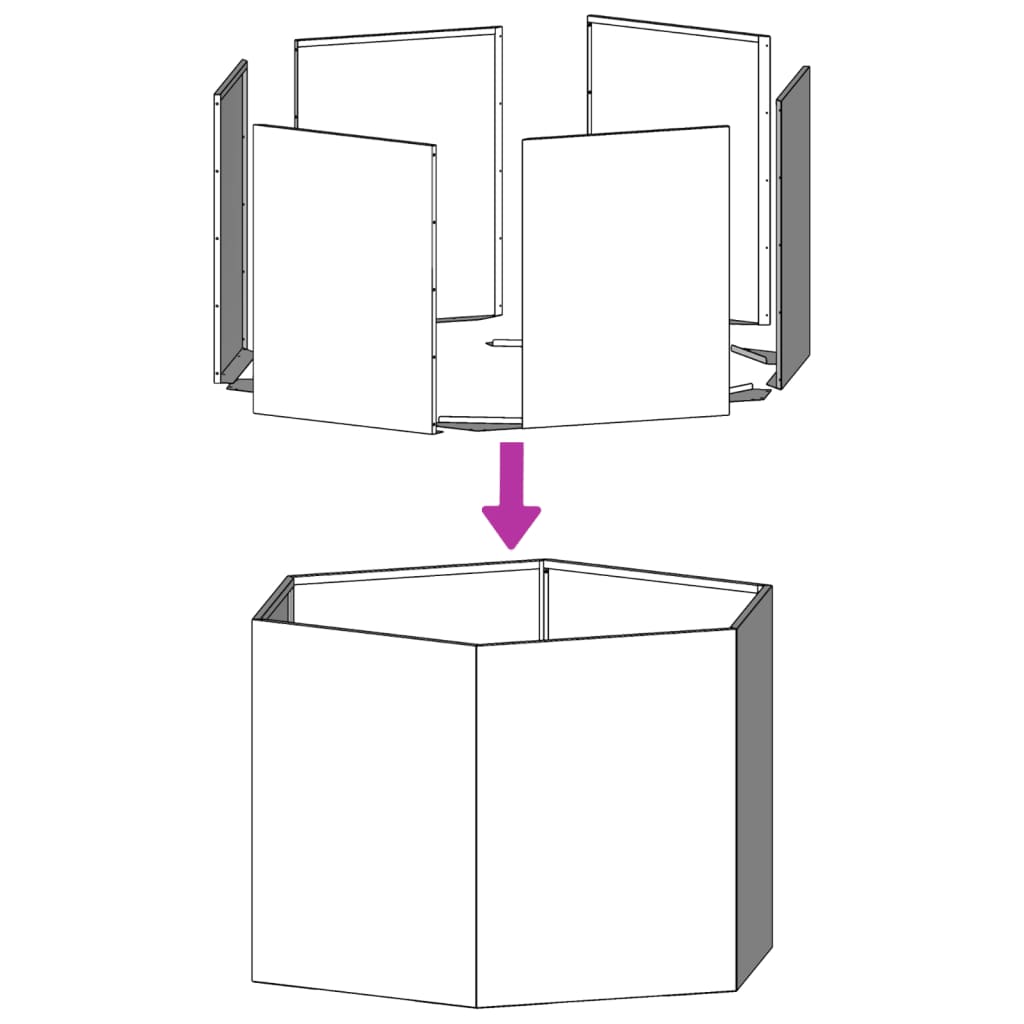 vidaXL plantekasse 104x90x45 cm sekskantet stål sort