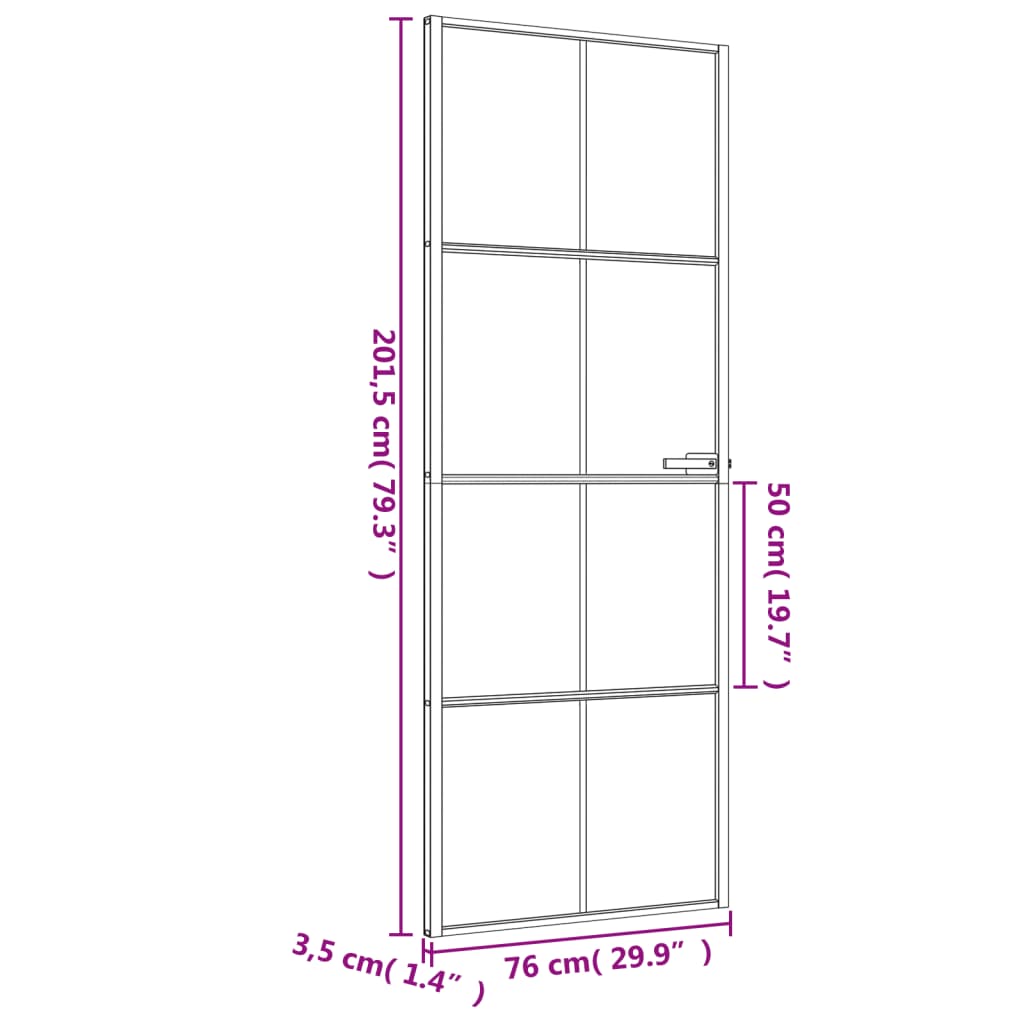 vidaXL dør 76x201,5 cm hærdet glas og aluminium sort