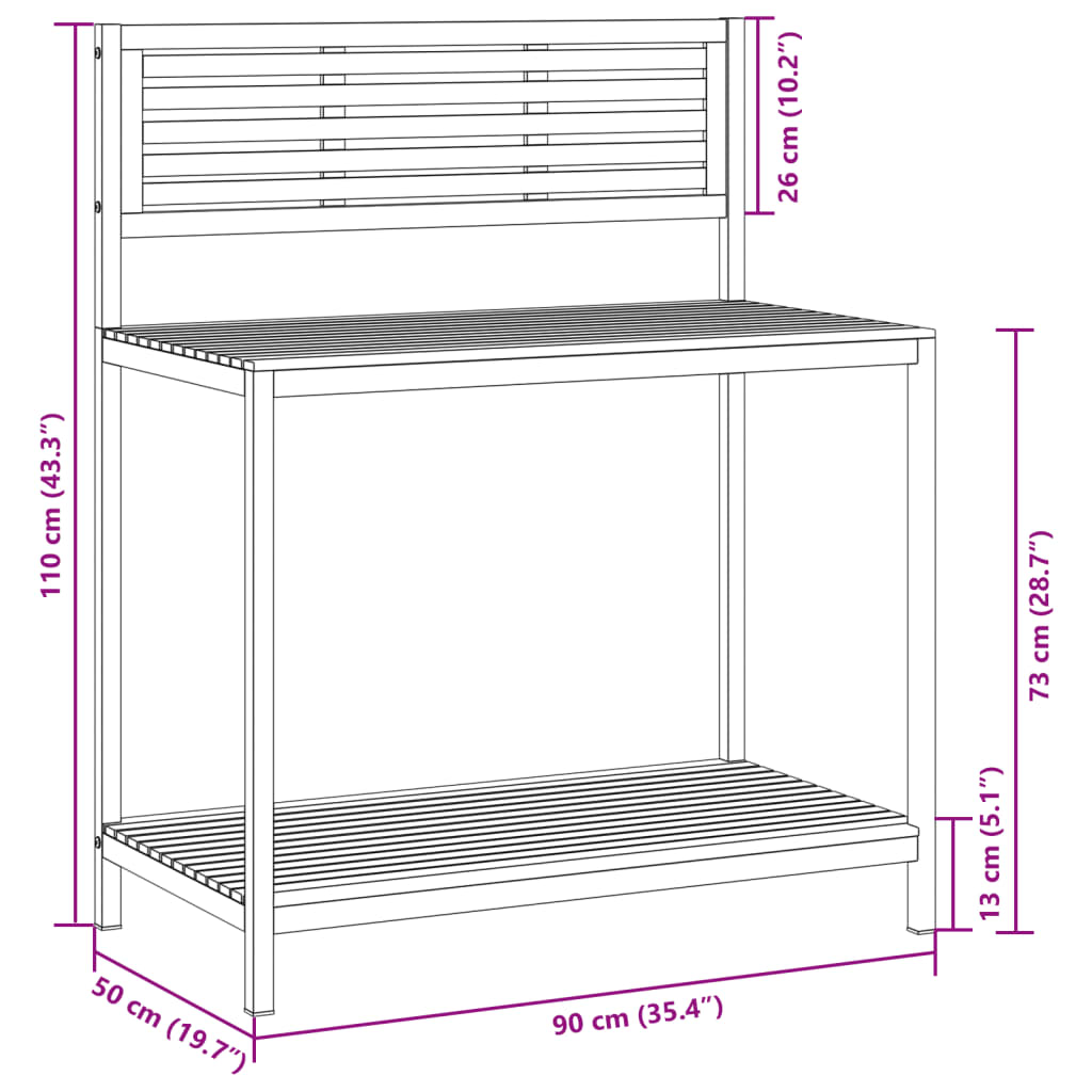 vidaXL plantebord 90x50x110 cm massivt akacietræ og stål