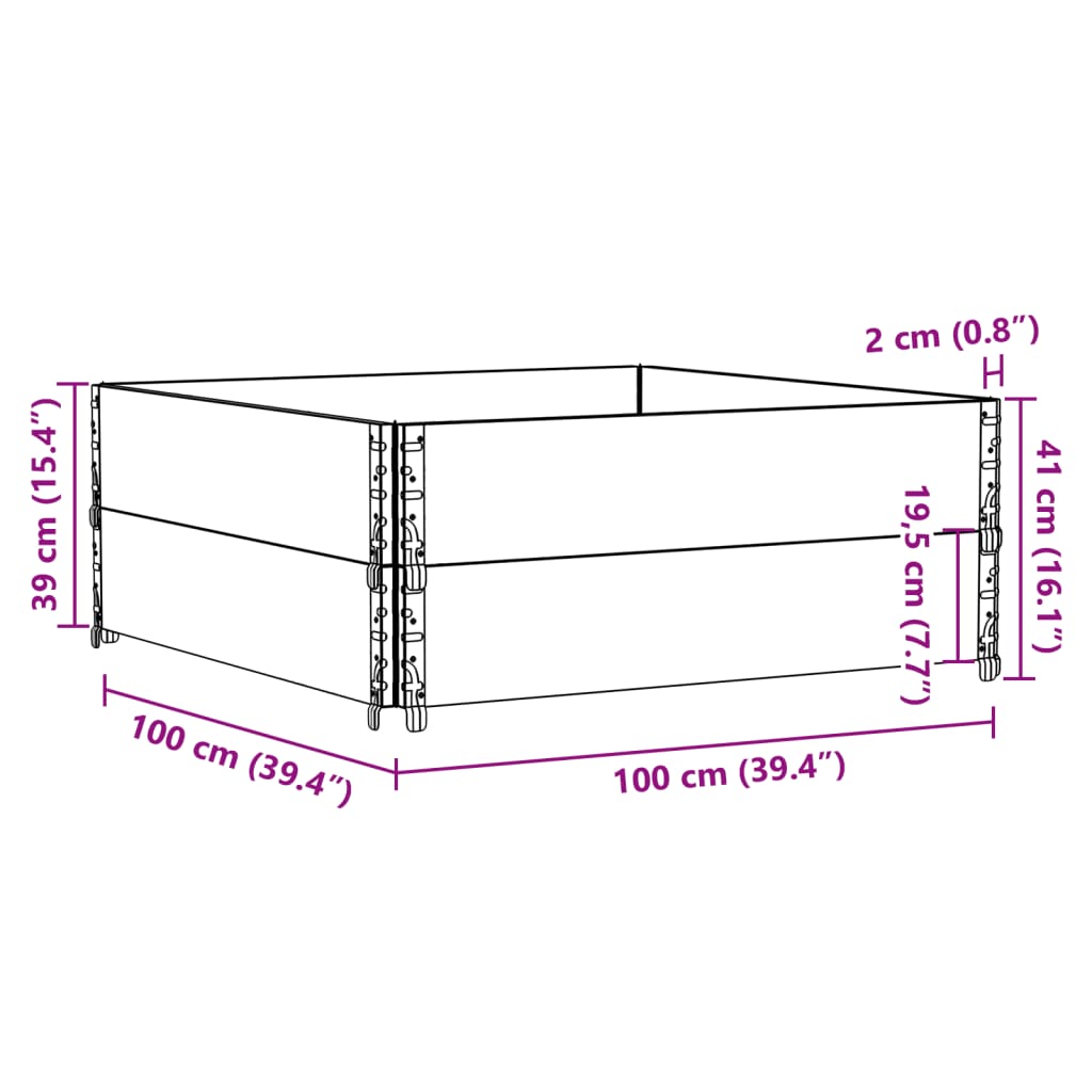 vidaXL pallerammer 2 stk. 100x100 cm massivt fyrretræ sort