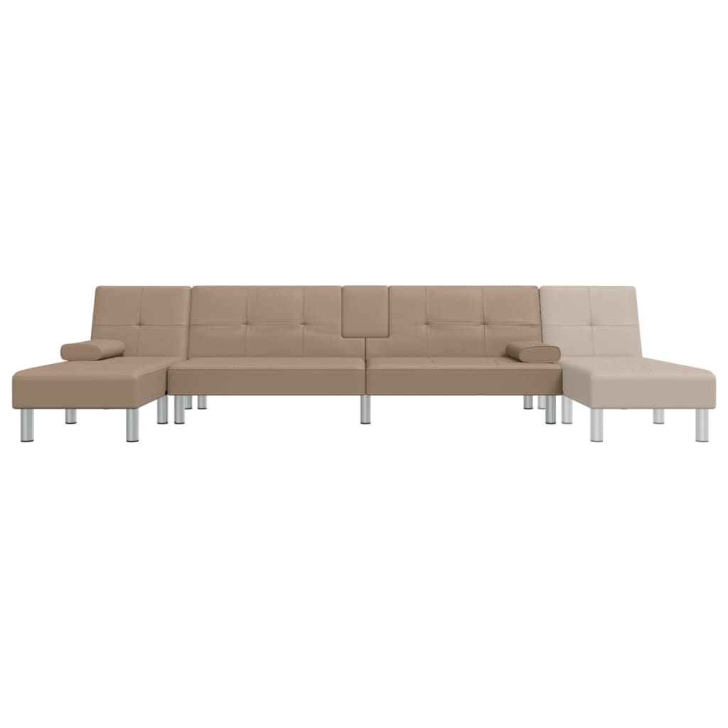 vidaXL L-formet sovesofa 255x140x70 cm kunstlæder cappuccinofarvet